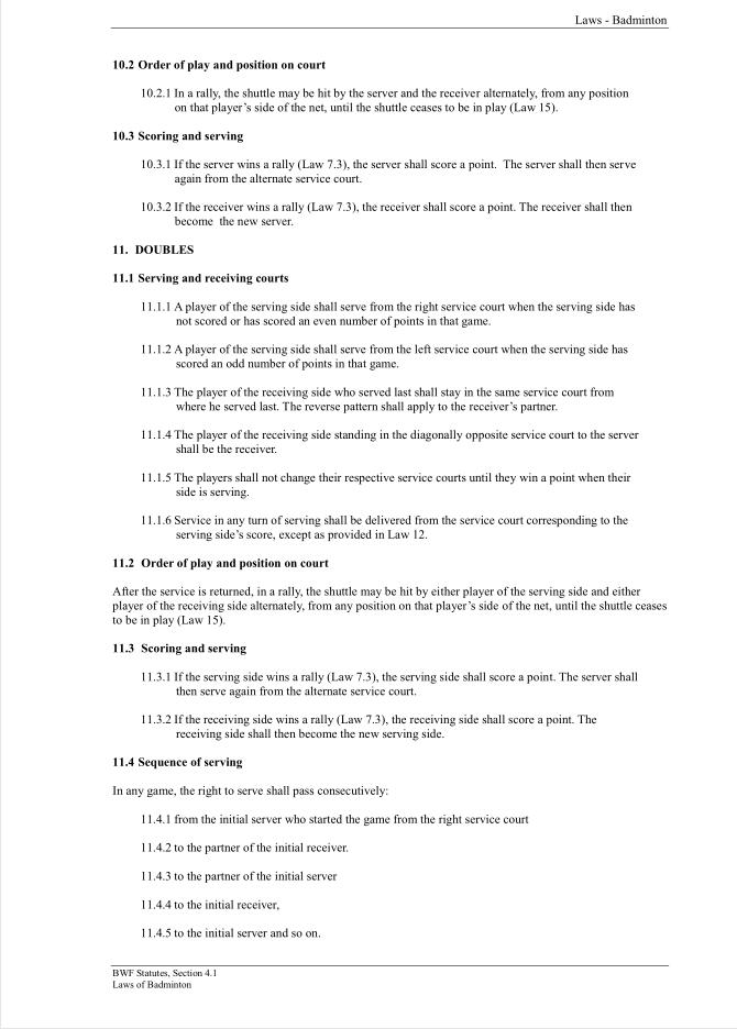 BWF Statutes, Section 4.1